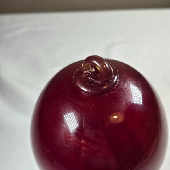 Set of 3 Hand Blown Red Glass Ornaments Witch Ball / Hanging Globe • Christmas - Picture 5 of 9